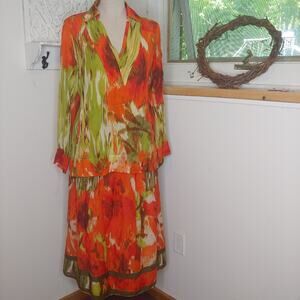 Talbots Ikat Silk Blend 2 Piece Set, 10/12